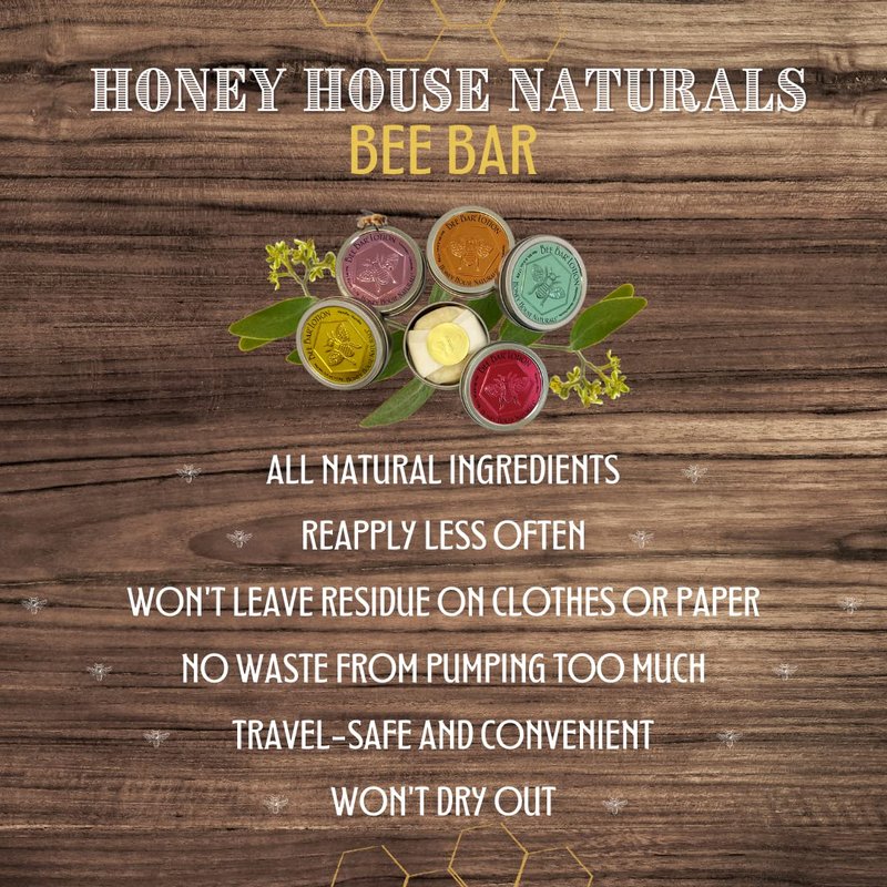 Honey House Naturals Gift Set - All-Natural Moisturizing Lotion Bar & Lip Butter | Peppermint, Made in USA