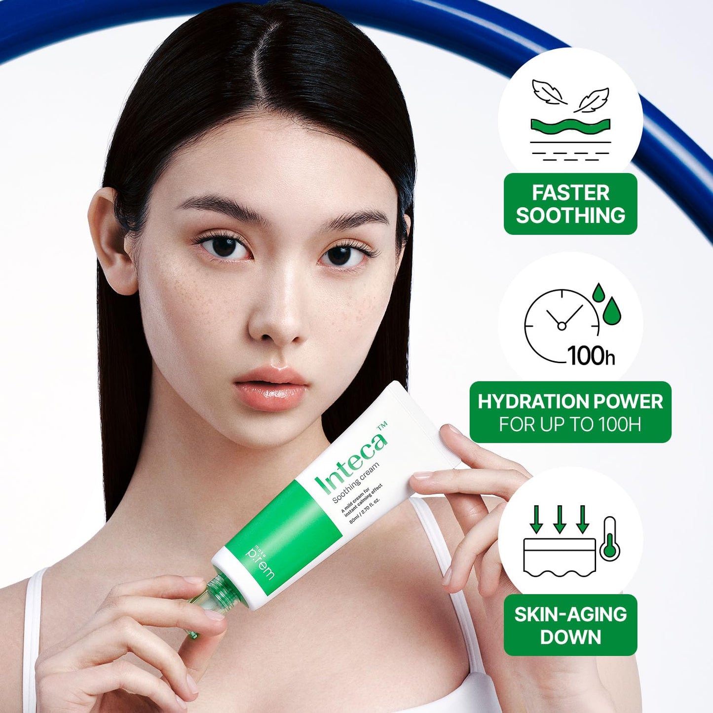 MAKE P:REM INTECA™ Soothing Cream | 2.9x Faster Trouble Relief with Advanced Non-Comedogenic Centella Asiatica for Acne-Prone Sensitive Skin, All Skin Types, Korean Vegan Moisturizer, 2.70 fl. oz.