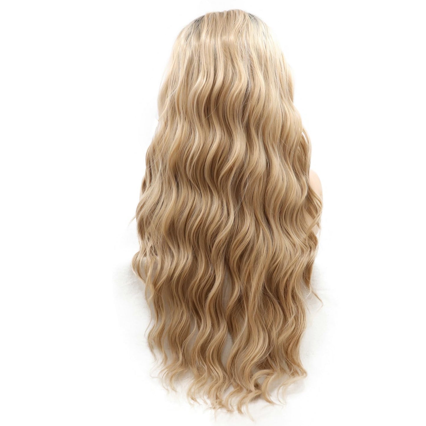 Ombre Blonde Wavy Lace Front Wig - 24" Natural Loose Waves | Heat Resistant Synthetic Fiber for Daily Wear
