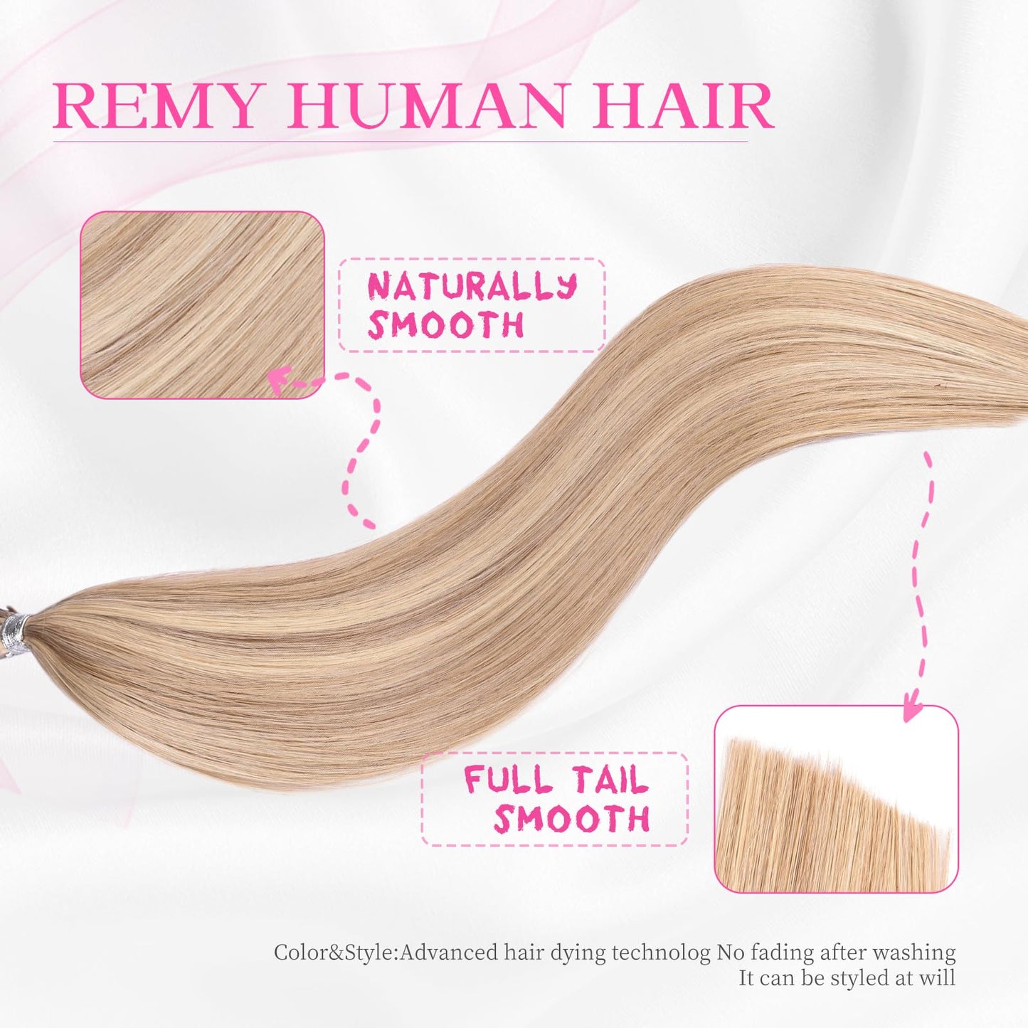Eliysako I Tip Hair Extensions Human Hair 50g/pack Blonde Itip hair Dark Blonde Mix Bleach Blonde 20inch Itip Human Hair Extensions Real Soft Nature Cold Fusion