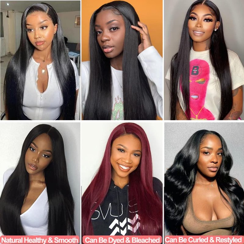 Lolatemi Straight Bundles Human Hair 16 18 20 Inch 3 Bundles 100% Unprocessed Brazilian Virgin Human Hair Straight Weave Bundles Natural Color