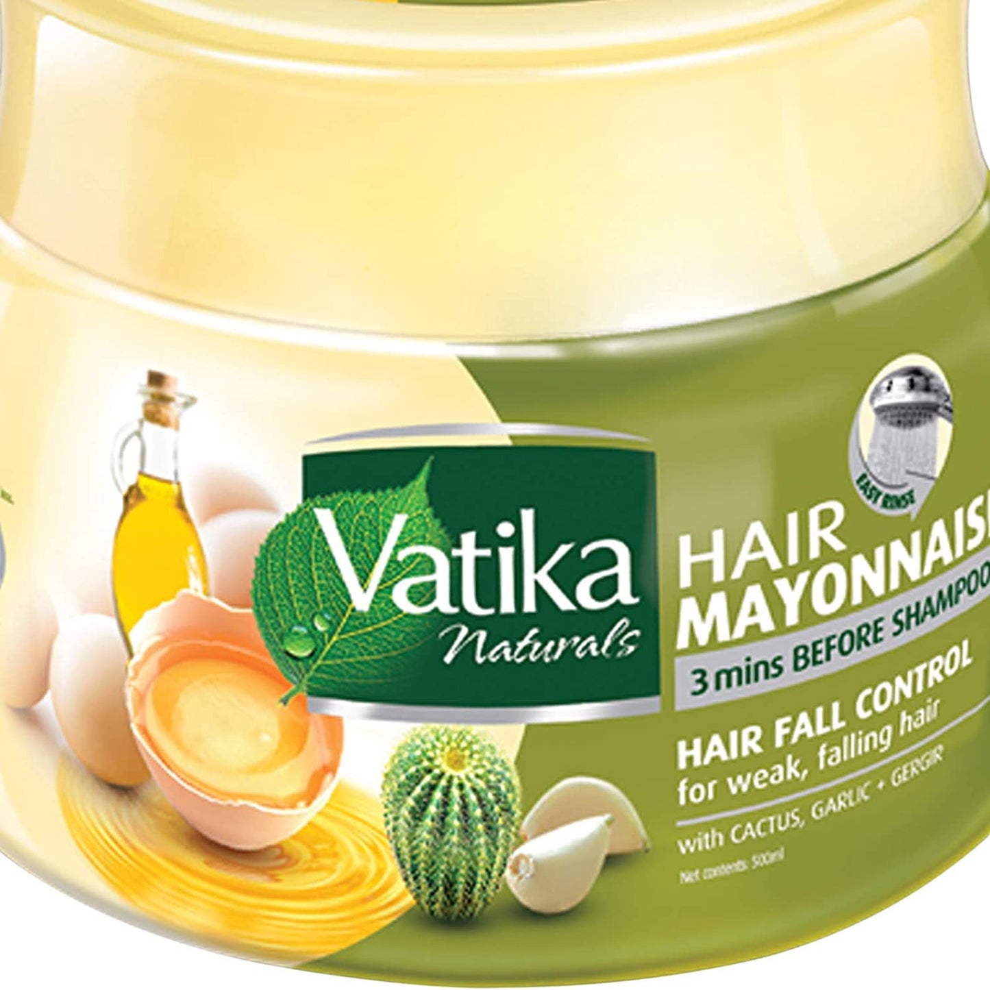 Vatika Naturals 500 ml Hair Mayonnaise Treatment, 3 Mins Before Shampoo, Provides Nourishment, Essential Oils, Conditioning Egg Proteins, Moisturizing, Smoothing, Hair Loss Control