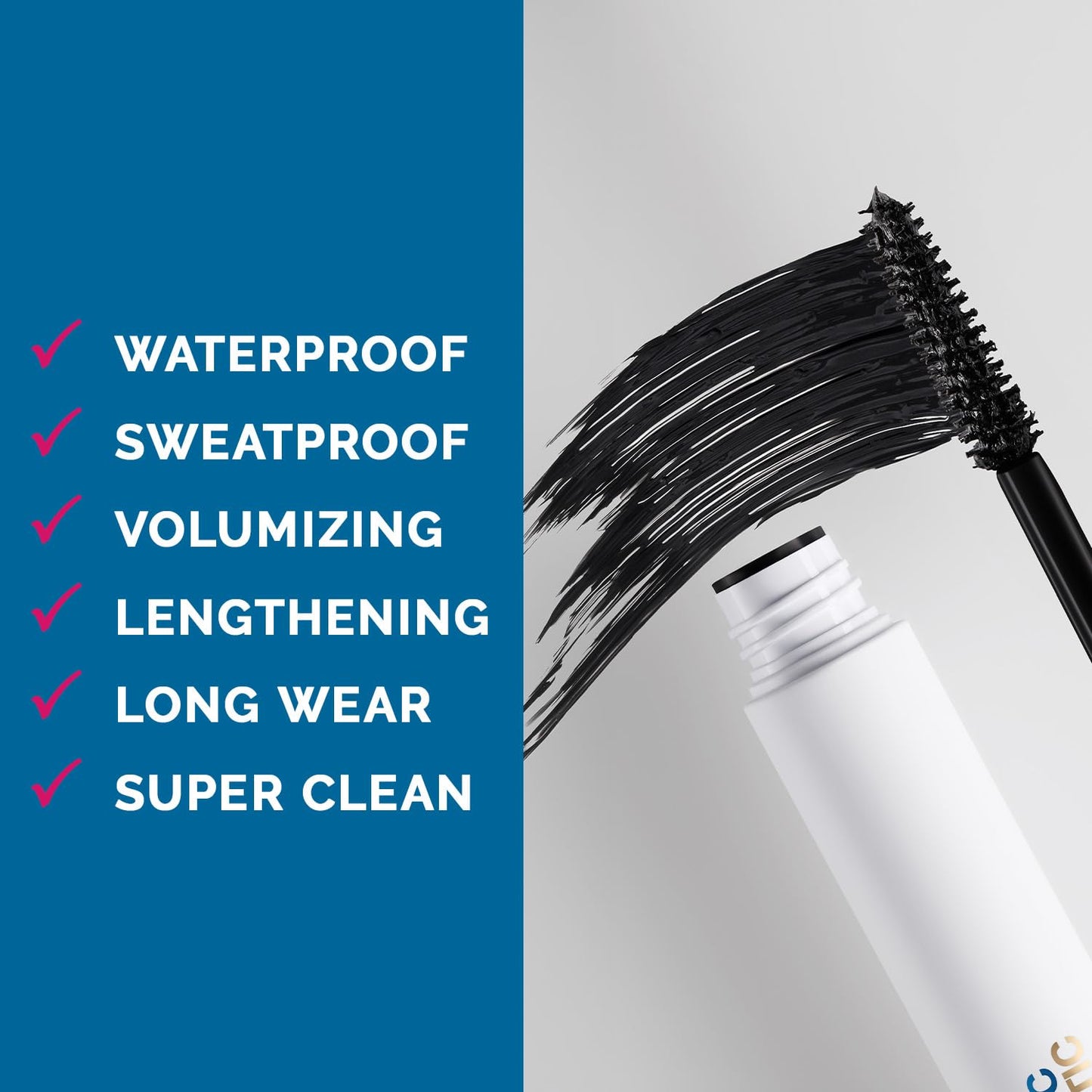 The G.O.A.T. Waterproof & Sweatproof Mascara – Made for Athletes, Sport-Ready, Long-Wear, Smudge-Proof, Volumizing, Lengthening, Vegan, Clean Mascara with Peptides & Hyaluronic Acid.