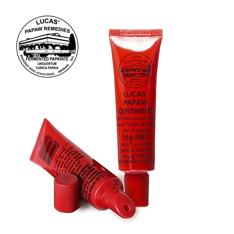 Treats from Home, Lucas Pawpaw Lip Ointment, Cream, Ointment for Lips & Dry Skin - Unique All Skin Types, All Gender- Any Season Gift Pack with 2 x 15g Pawpaw Balm