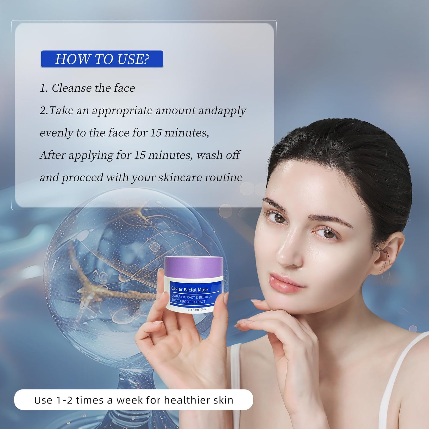 MOAGERDTD CaviarEssence Face Mask - Soothe & Replenish with Centella, Chamomile & Hyaluronic Acid. Calms Redness & Strengthens Skin Barrier for All Types (3.4 oz)