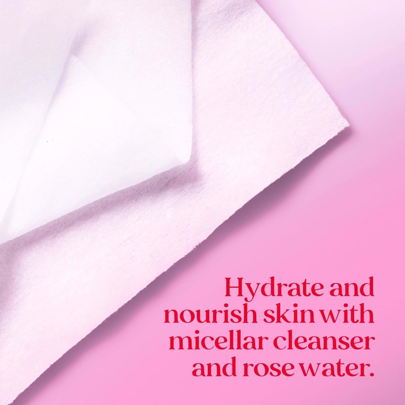Burt's Bees Micellar Rose Water Facial Towelettes - 100% Plant-Based, 99% Natural Makeup Remover | All Skin Types
