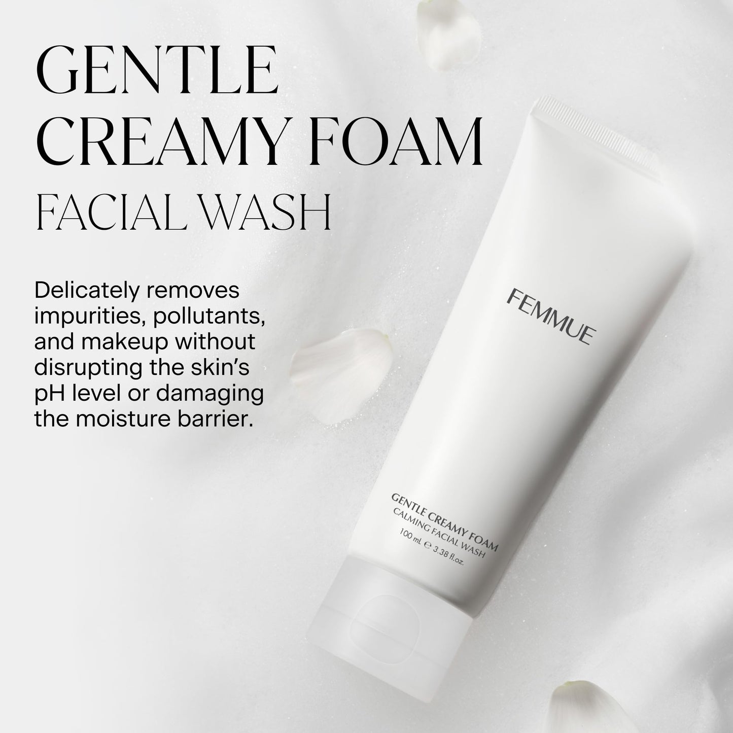 FEMMUE Gentle Creamy Foam Face Cleanser (3.38 oz) | Hydrating Face Wash with Centella for Sensitive Skin | Gentle Makeup Remover | Korean Beauty Skincare