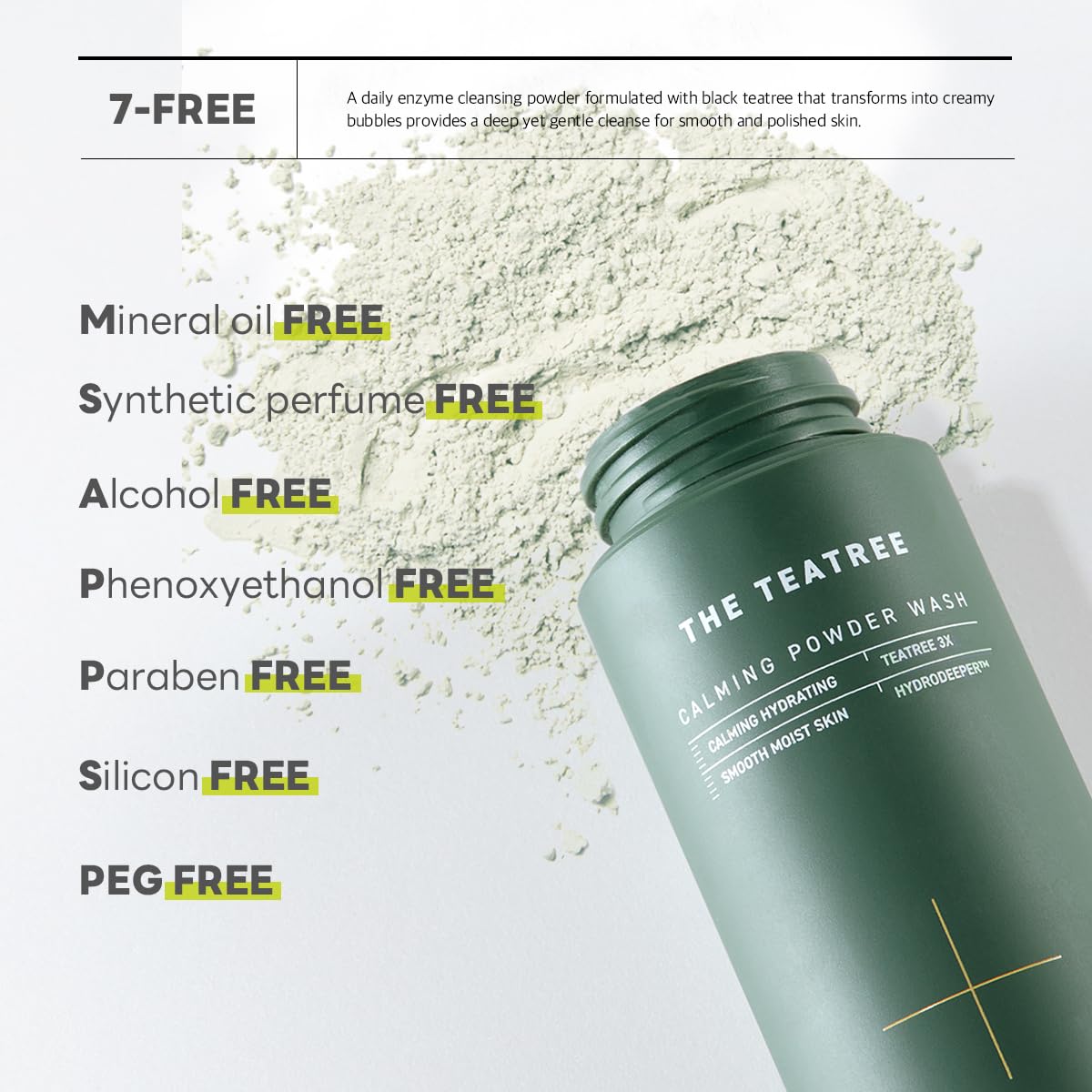 Mediheal Teatree Calming Powder Wash (1.76 oz) - Hydrating Daily Facial Cleanser with Gentle and Rich Bubbles for Remove Blackhead