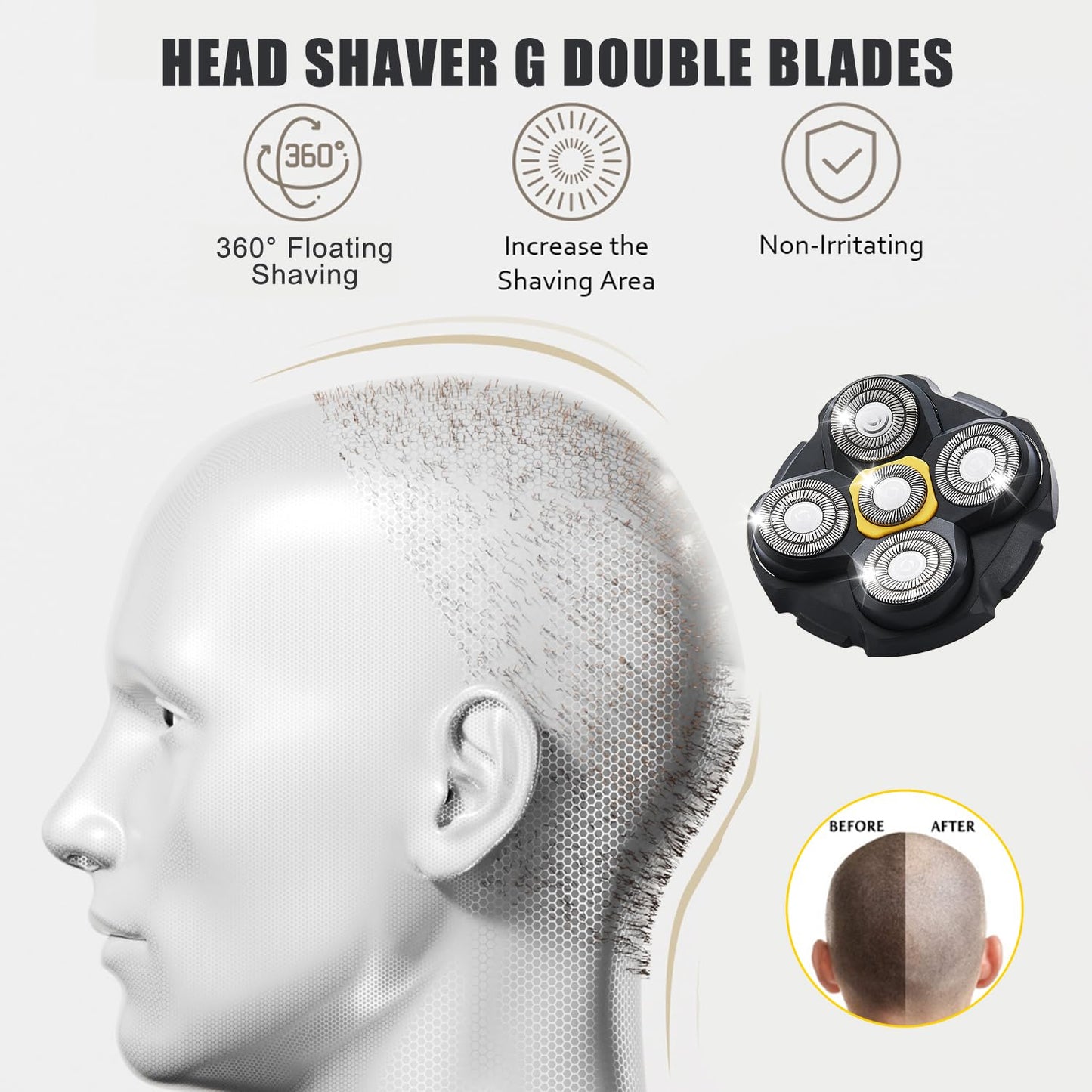 Shaver Replacement Heads Compatible with Microtouch Titanium Head Shaver, for Bald Men 3 Pack