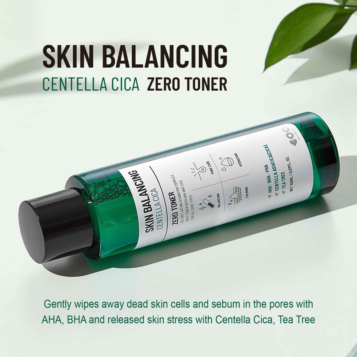 DEARBOO SKIN Balancing Centella Cica Zero Facial Toner 5.07 fl.oz(150ml) | AHA BHA PHA and Teatree | Soothing, Calming, Hydrating for Sensitive Skin | Daily Korean Skincare
