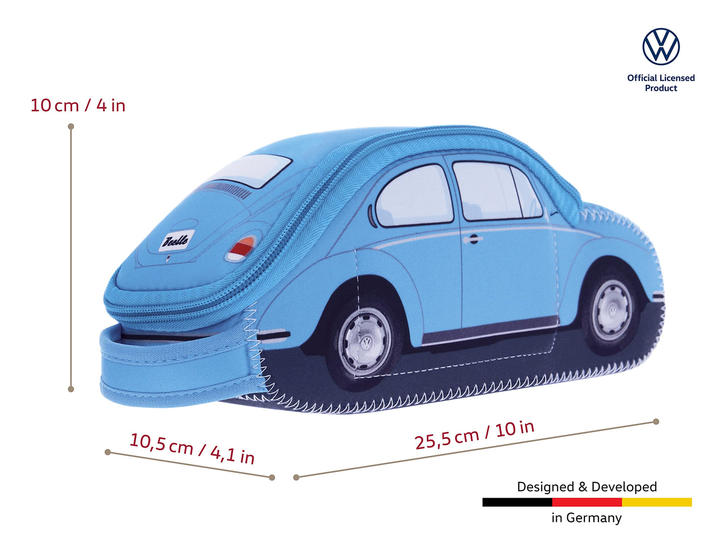 BRISA VW Collection - Volkswagen Neoprene Universal Makeup Cosmetics Toiletry Travel Pharmacy Bag in Beetle Design (Light Blue/Small)