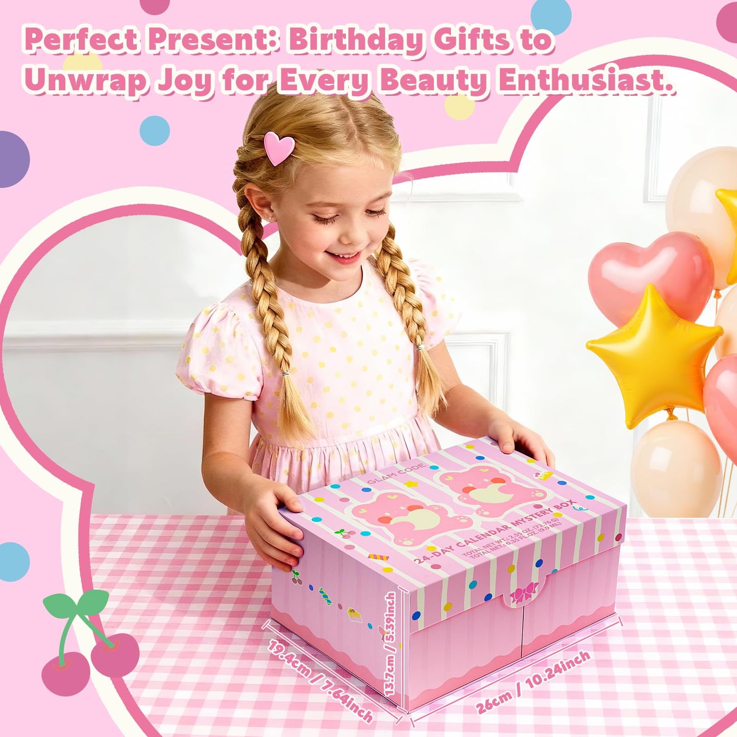 Glam Code Makeup Kit for Girl, Birthday Advent Calendar, Girls Makeup Gift Set for Teens, 24Pcs Makeup Mystery Box for Teenager Girls #Pink