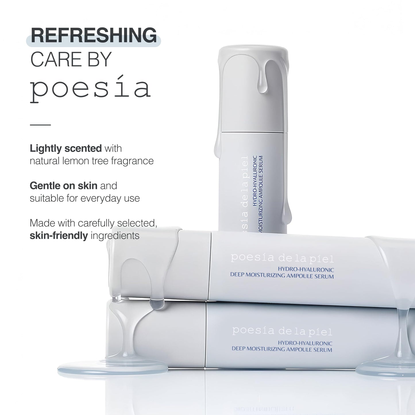 POESIA Hyaluronic Acid Face Serum – 3-Layer HA Complex + Niacinamide & Panthenol for Deep Hydration & Skin Plumping, Lightweight Serum for Dry & Dehydrated Skin, Korean Skincare 1.62 fl oz