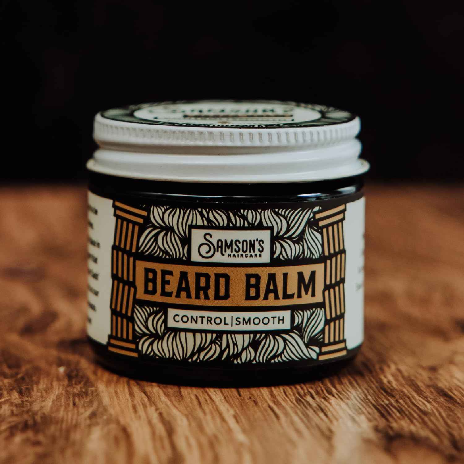 SAMSON'S HAIRCARE Beard Balm, Oil and Wax based, Softening, Taming, Nourishing, Essetial Oil Scent, 2 oz.