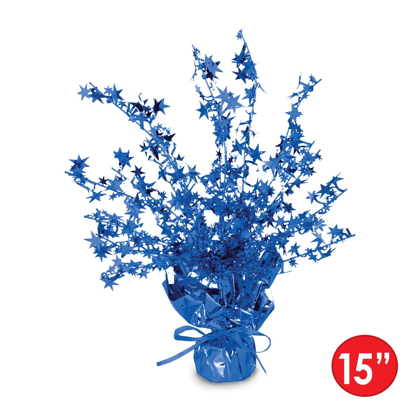 Beistle Star Gleam ‘N Burst Centerpiece, 2-Piece Blue Metallic Table Display for Patriotic Holidays, USA Themed Events, 4th of July Parties, and Memorial Day Celebrations, 15”