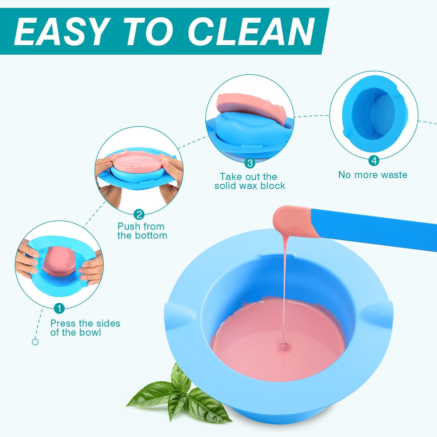 2lb Hard Wax Beads, Stripless Wax Bead for Sensitive Skin, Professional Brazilian Waxing Beads, Bikini, Body, Face, Legs, Back, Chest, Coarse Hair Removal, At-Home Salon, 1 Silicone Pot and 5 Sticks