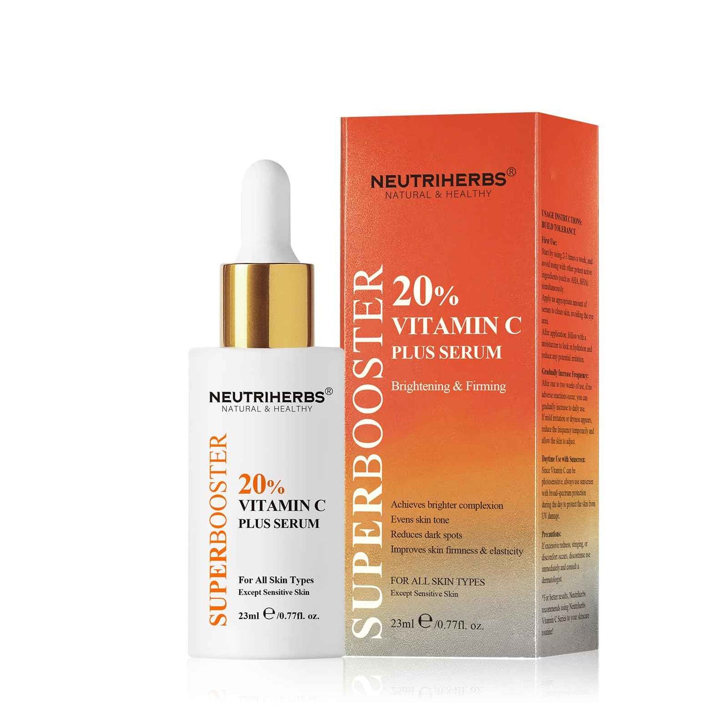 NEUTRIHERBS Advanced 20% Vitamin C Serum for Face, Renew Glow Brightening & Anti-Aging, Antioxidant Even Skin Tone Boost Collagen, All Nature Serum for Women And Men- 0.77 Fl Oz