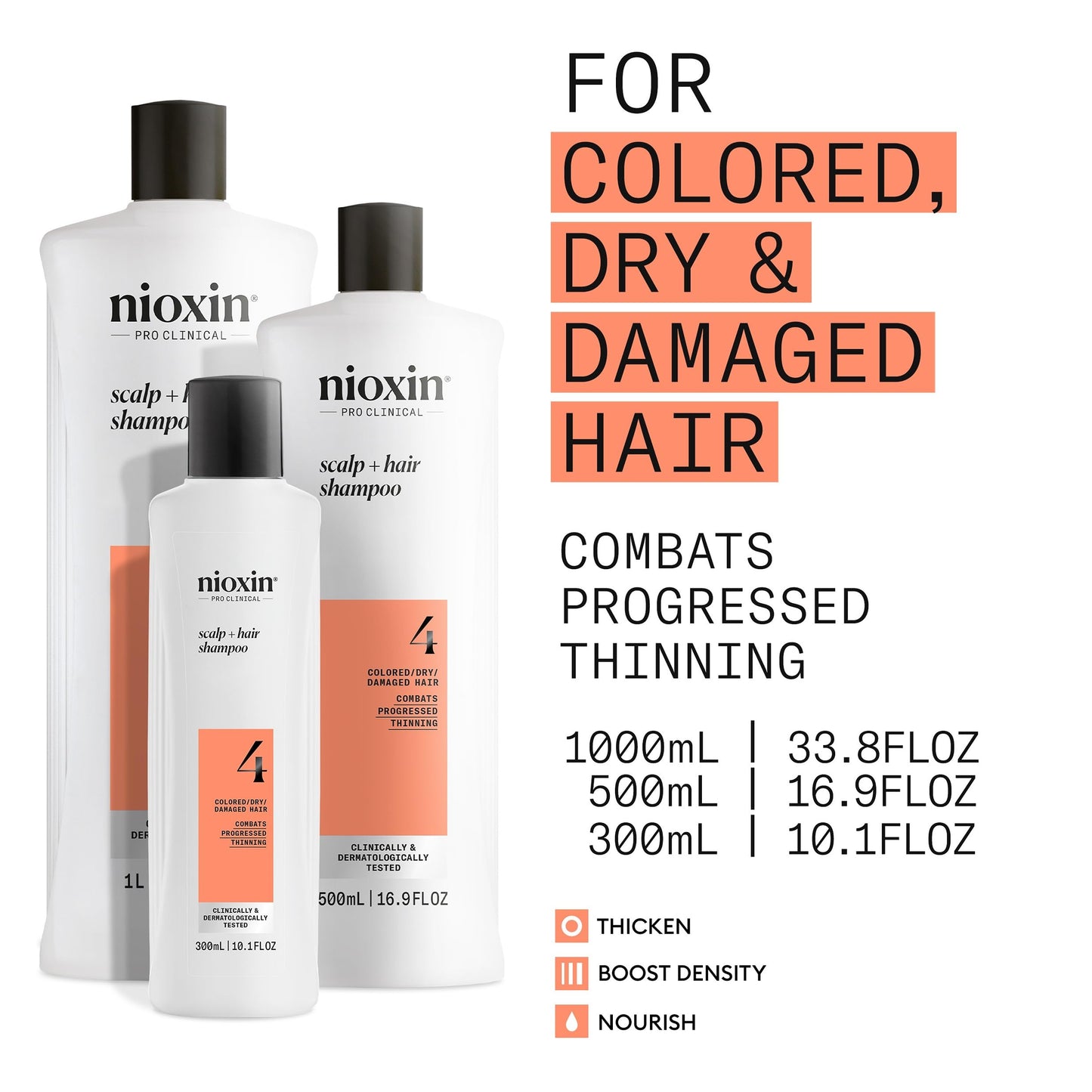 NIOXIN System 4 | Scalp Care | Thickening Shampoo | Colored Damaged Hair