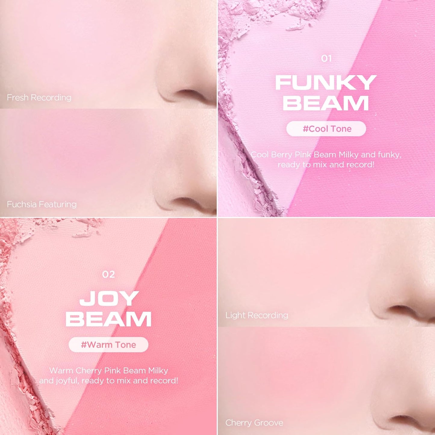 Lilybyred Luv Beam Cheek Duo - Heart-Shaped Korean Dual-Tone Powder Blush | Blendable Soft Glow, 0.14 oz (02 Joy Beam)