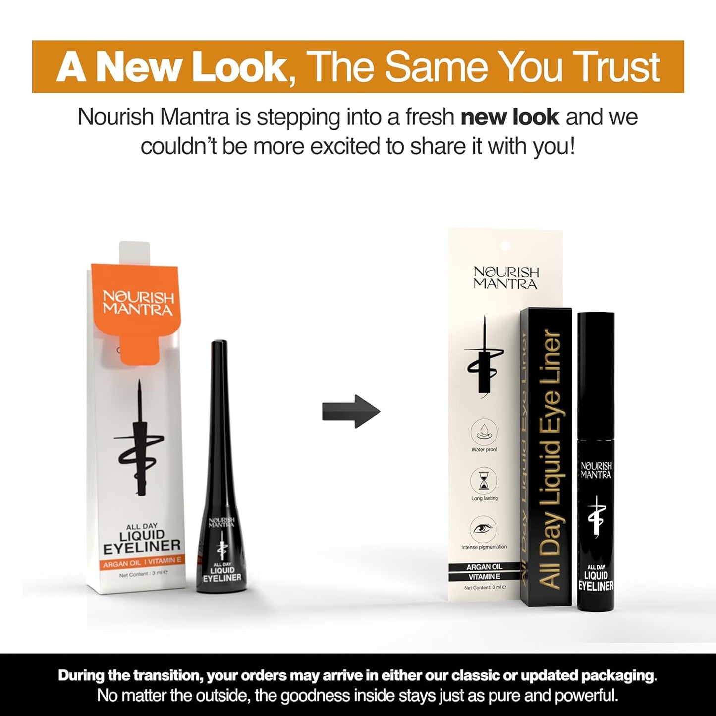 All-Day Waterproof Liquid Eyeliner - Intense Pigmentation & Argan Oil | Smudge Proof, Long Lasting, 3ml - Black