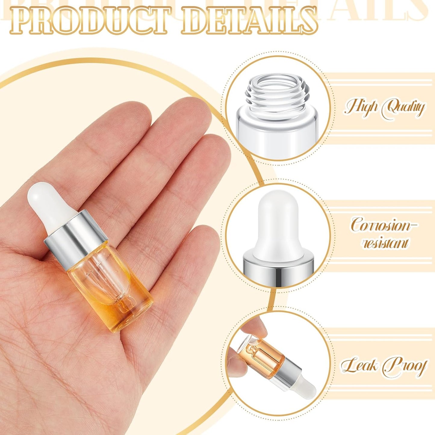 Mini Glass Oil Dropper Bottles - 100 Pcs 3ml Clear Essential Vials for Travel | Perfect for Perfume & Samples