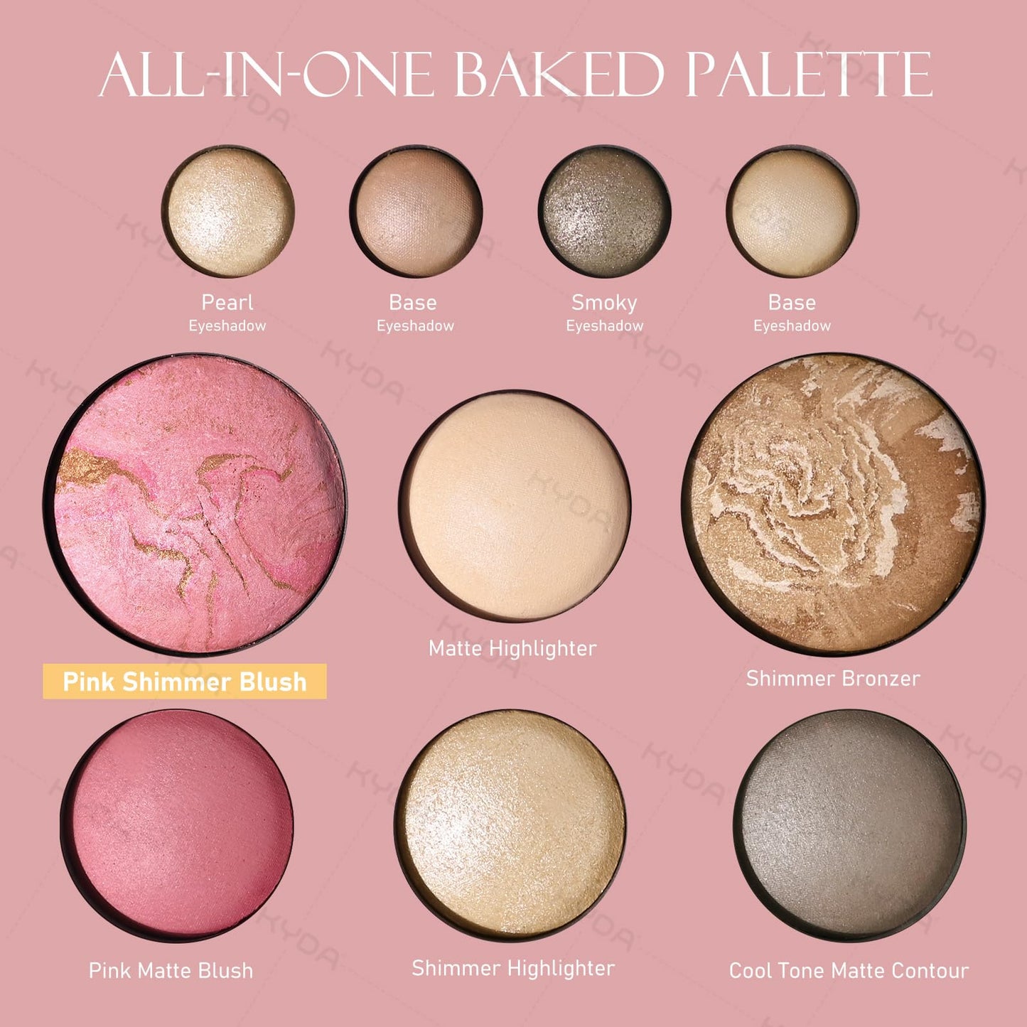 KYDA Best Of The Baked Makeup Palette for Older Women, 10 Colors Full Size