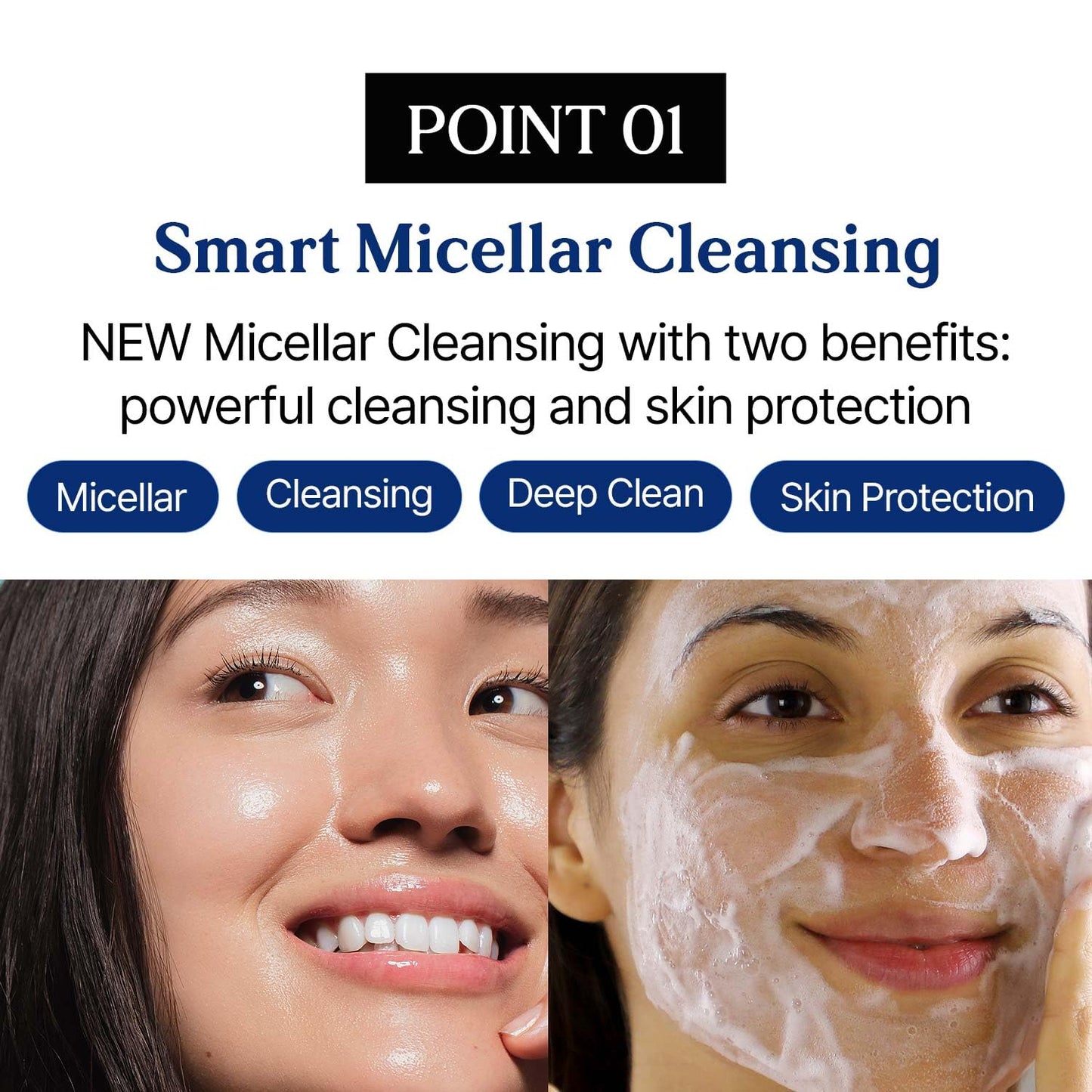 I'M SEOUL Cleansing Foam - Gentle Micellar Facial Cleanser with Hydrating Centella | 4.41 oz