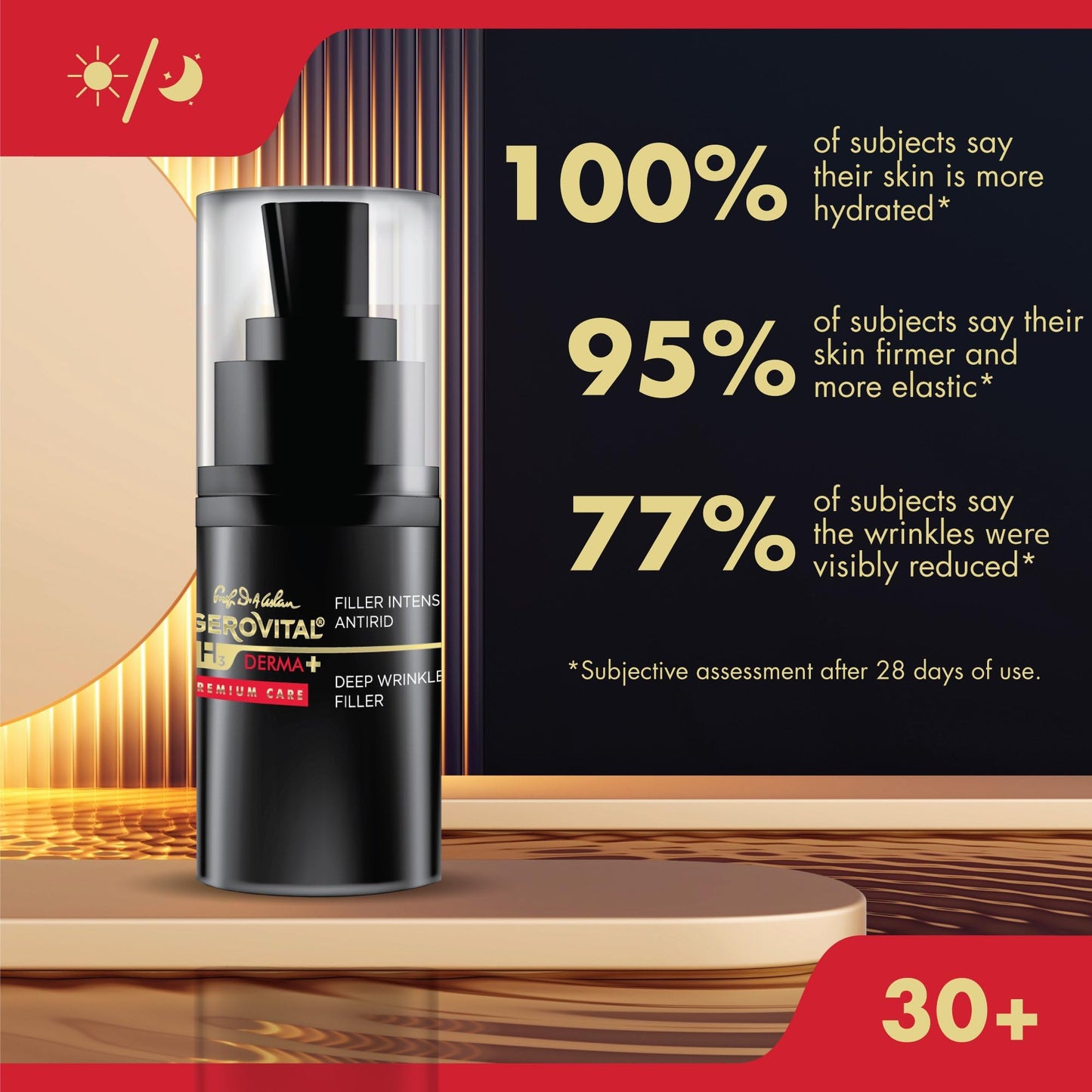 Gerovital H3 DERMA+ PREMIUM CARE Smoothing Face Serum – Hydrating and Firming Formula for Mature Skin, 15ml