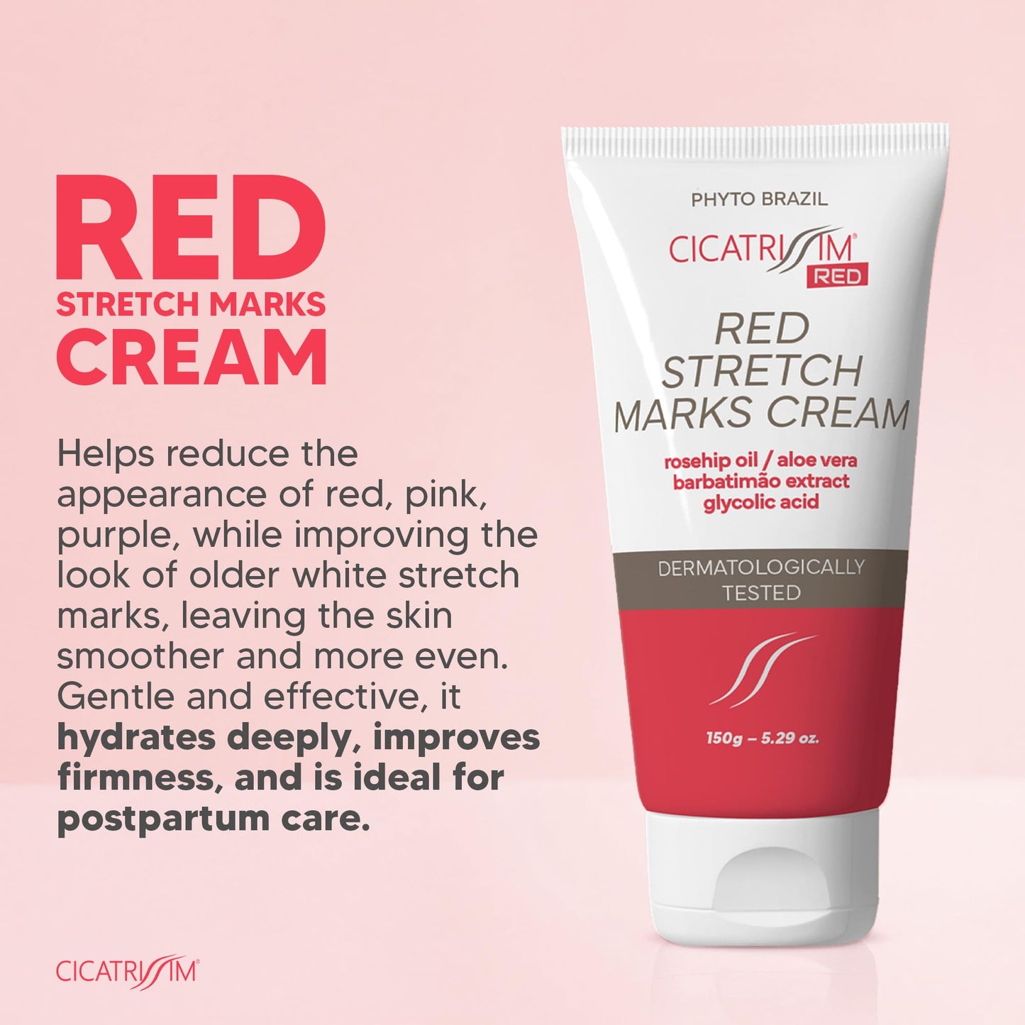 Cicatrissim Targeted Stretch Mark Cream for Red, Purple, and Recent Striae - Softens Stretch Marks, Evens Skin Tone, and Supports Firmer Skin - All Skin Types - 5.3 oz