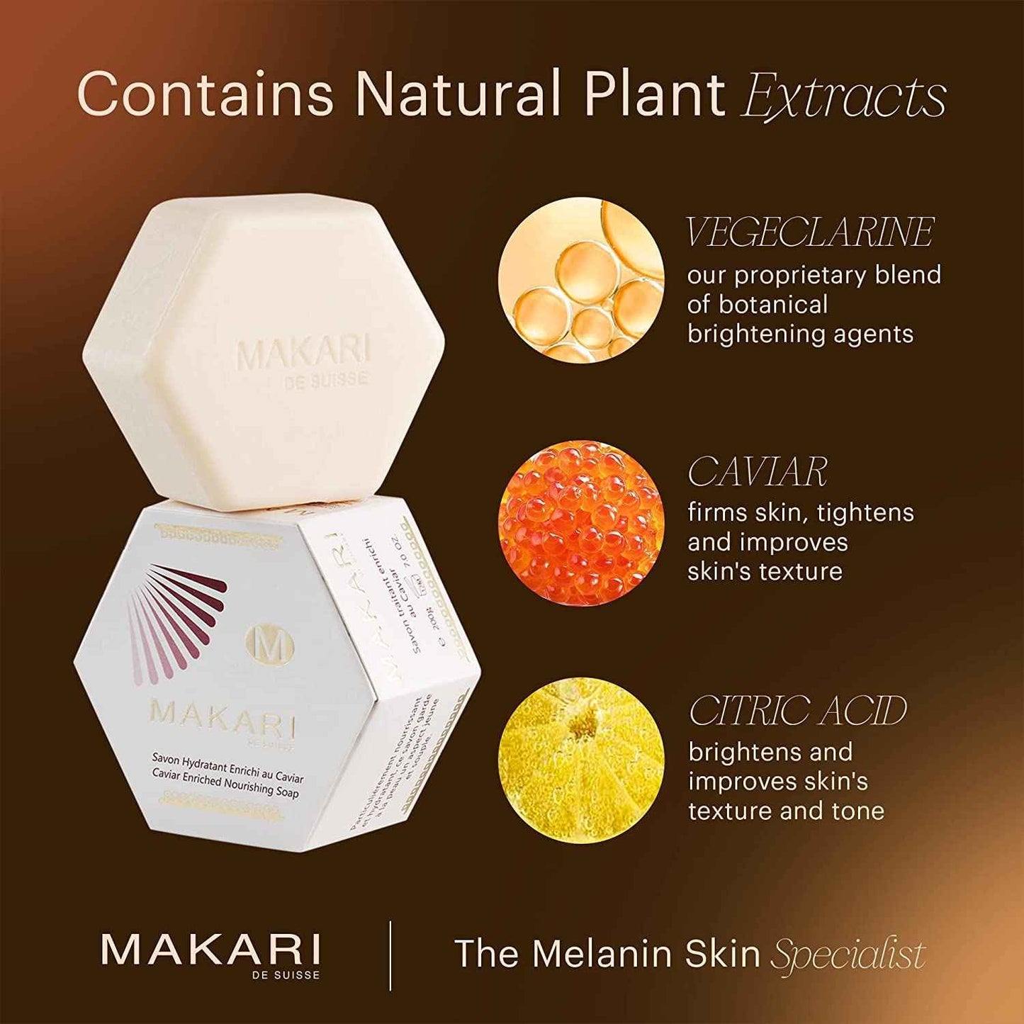Makari Classic Caviar Enriched Treatment Soap 7.0 oz – Moisturizing & Brightening Bar Soap for Face & Body – Anti-Aging Cleanser Combats Dryness, Dullness, Wrinkles & Blemishes