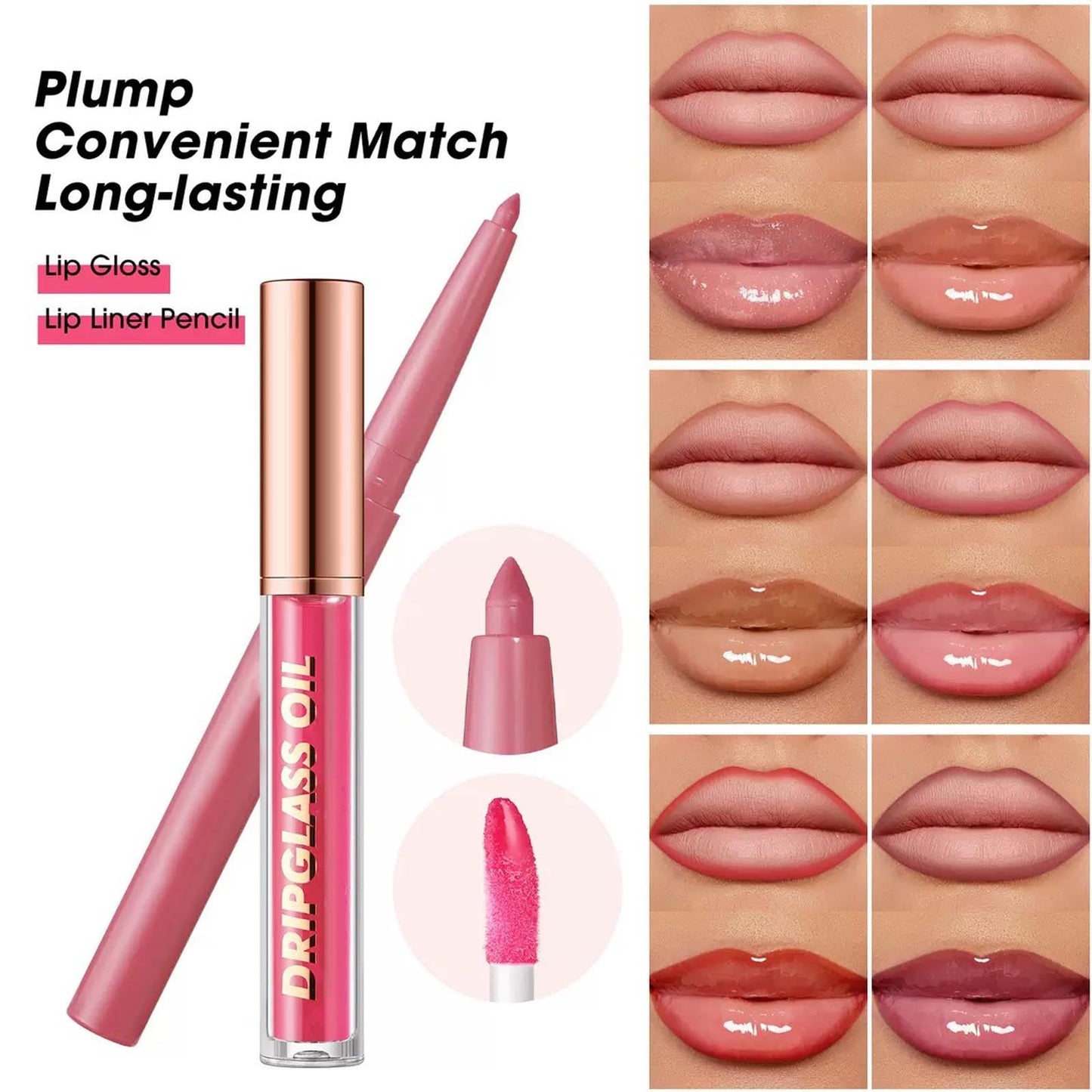 Hyesamyo Pink Lip Liner Waterproof Lip Kit With Lip Liner and Gloss Long Lasting Pluming Smudge proof Highly Pigmented Lip Liner Set with Lipgloss (09# Pink)