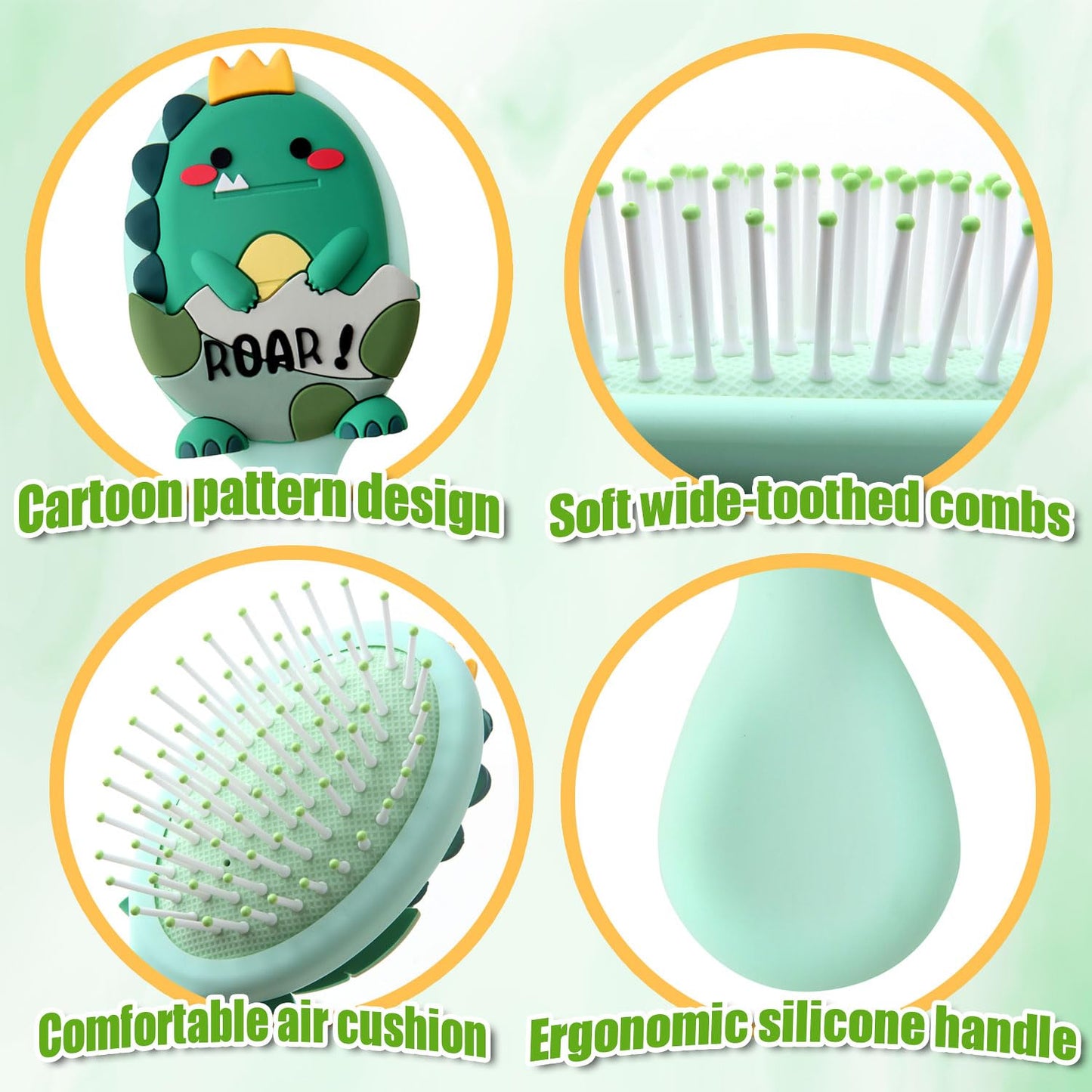 mini hair brush for kids, small toddler Hairs Brush, travel hair brush for Boys and Girls Baby ，Detangler Brush for Wet or Dry Thick or Curly Natural Straight (green)