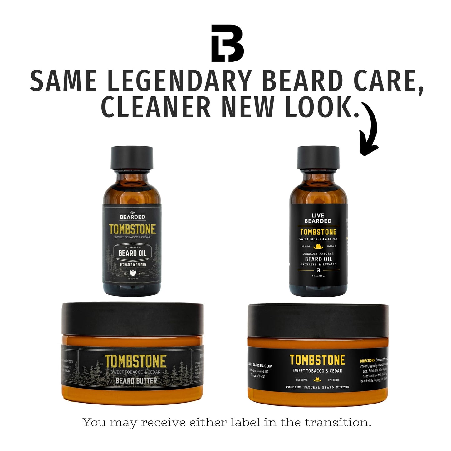 Live Bearded: Beard Oil and Beard Butter Grooming Kit - Tombstone - All-Natural Ingredients with Shea Butter, Argan Oil, Jojoba Oil and More - Beard Growth Support - Made in the USA