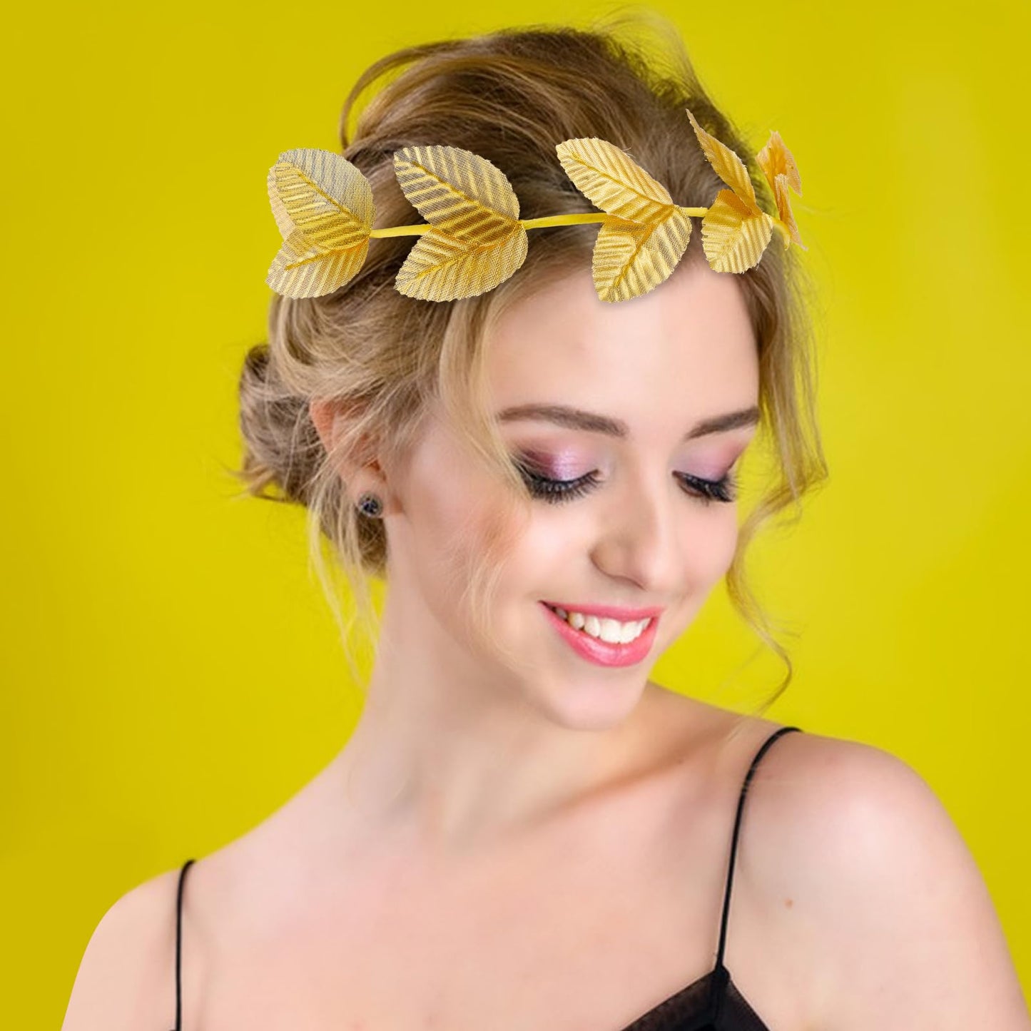 24Pcs Roman Laurel Toga Head Wreath Goddess Headpiece Circlet 7.3 Inches in Diameter Gold Leaf Crown Golden Greek Emperor Crown Toga Headwear