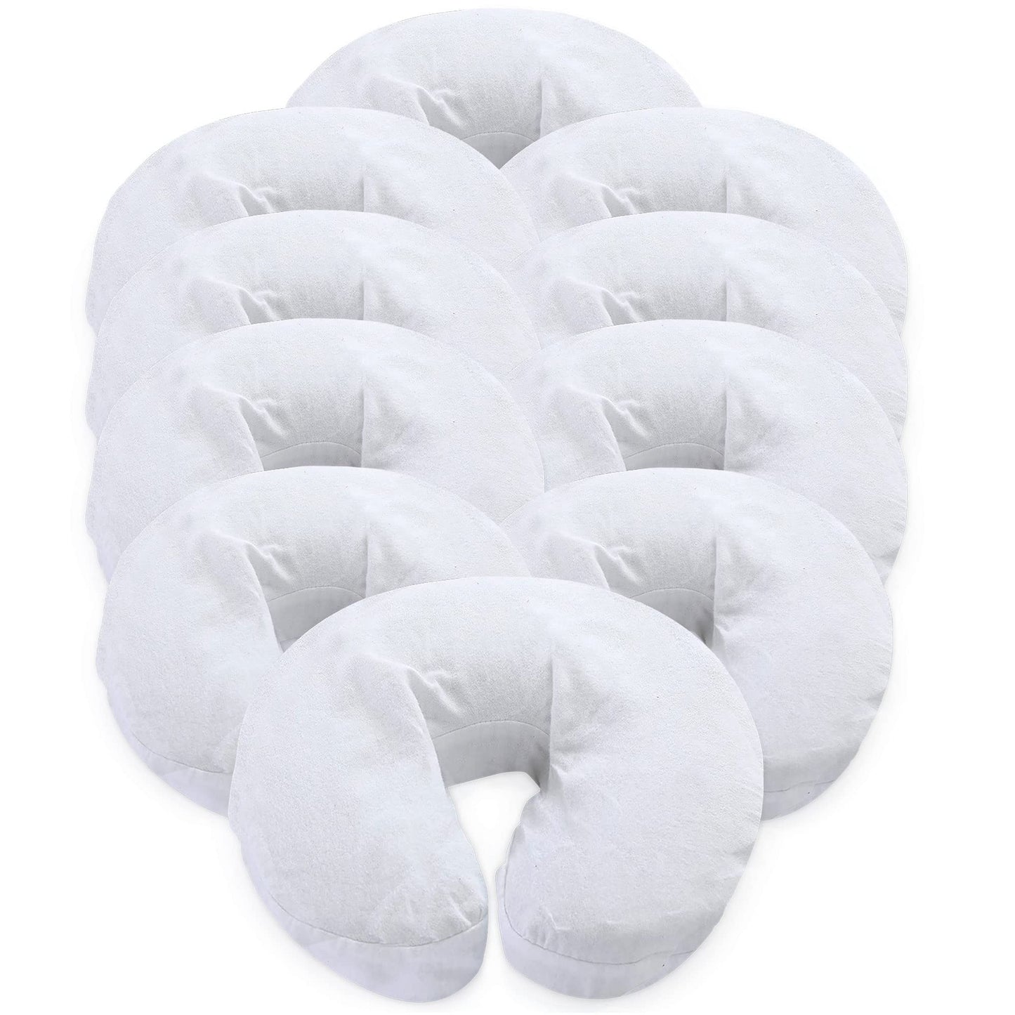 London Linens Pack of 10, Premium Extra Thick 100% Cotton Flannel Massage Tables Face Cradle Covers Cozies Fitted - Includes 10 pcs (White)