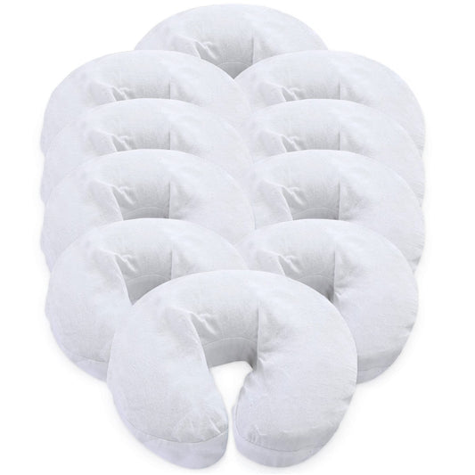 London Linens Pack of 10, Premium Extra Thick 100% Cotton Flannel Massage Tables Face Cradle Covers Cozies Fitted - Includes 10 pcs (White)