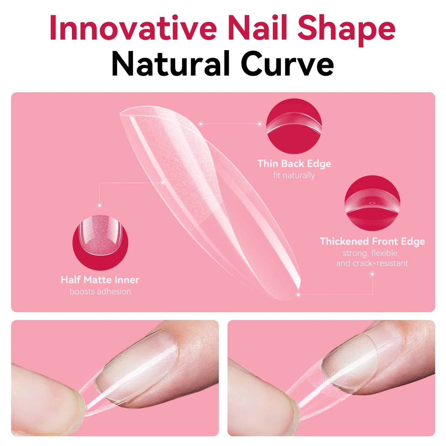 Makartt Almond Nail Tips: 500pcs Medium Pre-buffed Full Cover Clear Press on Nails 10 Sizes Soak Off Soft Gel Nail Tips Extension Professional Acrylic Fake Nails No Crease False Nail Salon DIY Art