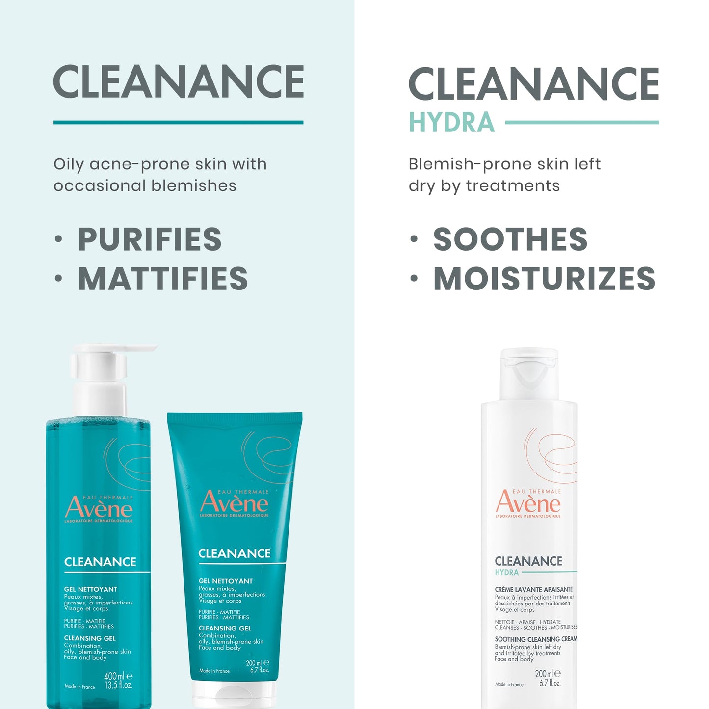 Avène Cleanance Cleansing Gel Soap Free Cleanser for Acne Prone,Oily,Face & Body,13.5 Oz,(Pack of 2)