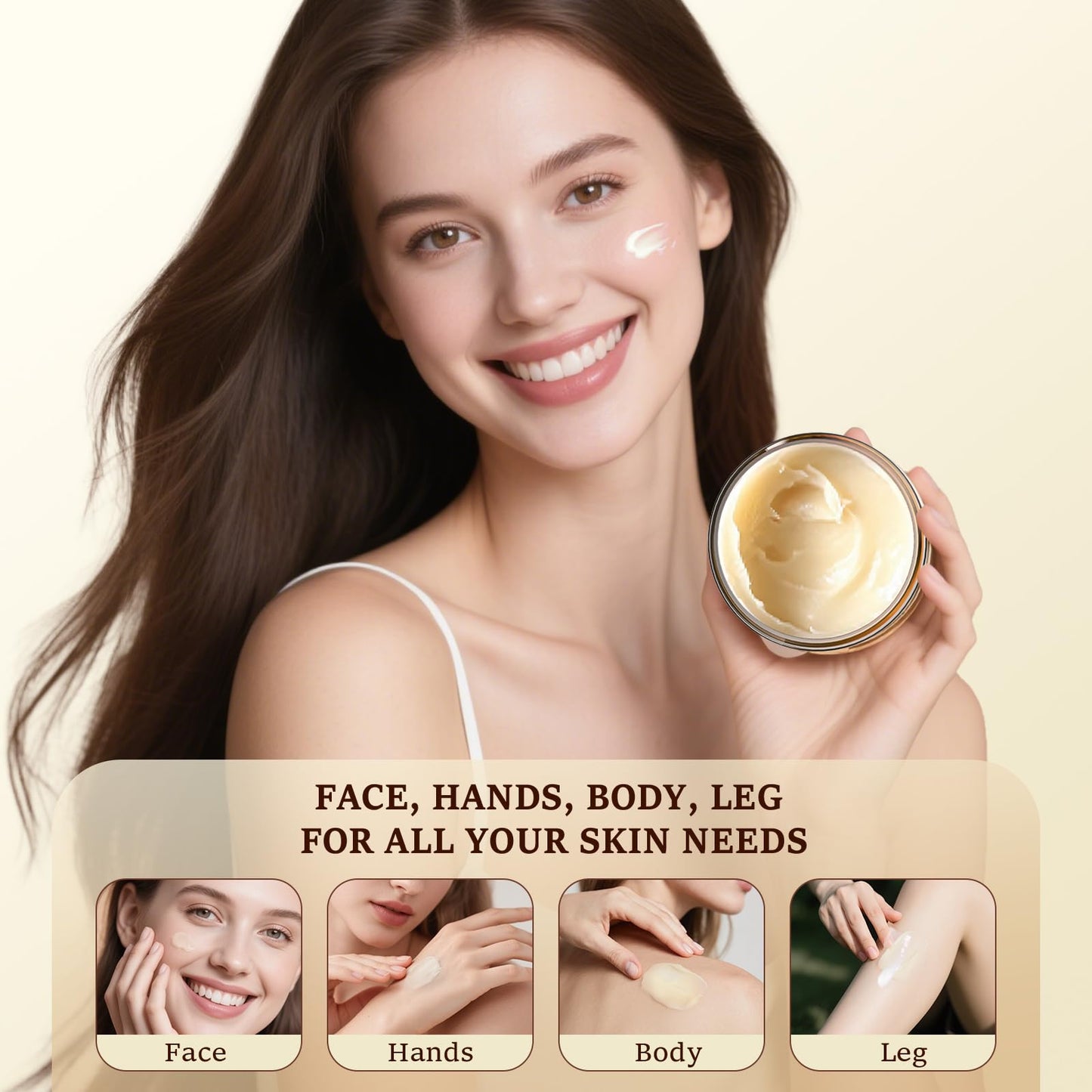 NBUDIY Beef Tallow for Skin, Tallow and Honey Balm, Tallow Face Moisturizer, Grass Fed Beef Tallow for Face - Sensitive Dry Skin Repair, Deeply Nourishing, Fragrance Free, 4.23Oz, Unscented