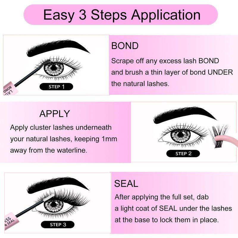 DIY Lash Extension Kit Bond and Seal Lash Glue Remover 300 Pcs Lash Clusters Kit Mascara Wands Eyelash Extension Kit Eyelash Tweezers Individual Lashes Kit (Set 20D/40D/50D-0.07D-8-16Mix)