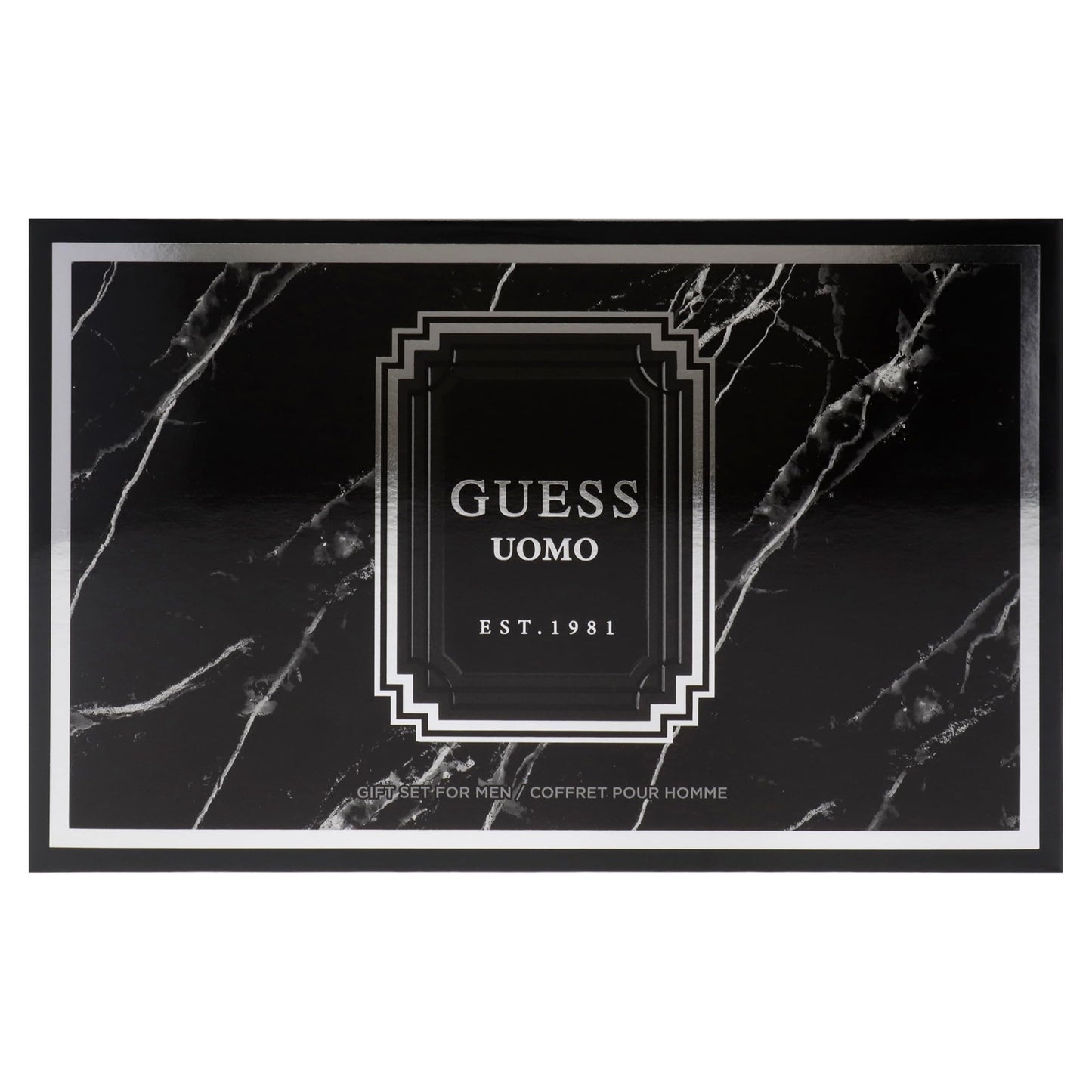 Guess Uomo by Guess for Men - 4 Pc Gift Set 3.4oz EDT Spray, 6oz Deodorizing Body Spray, 3.4oz Shower Gel, Pouch