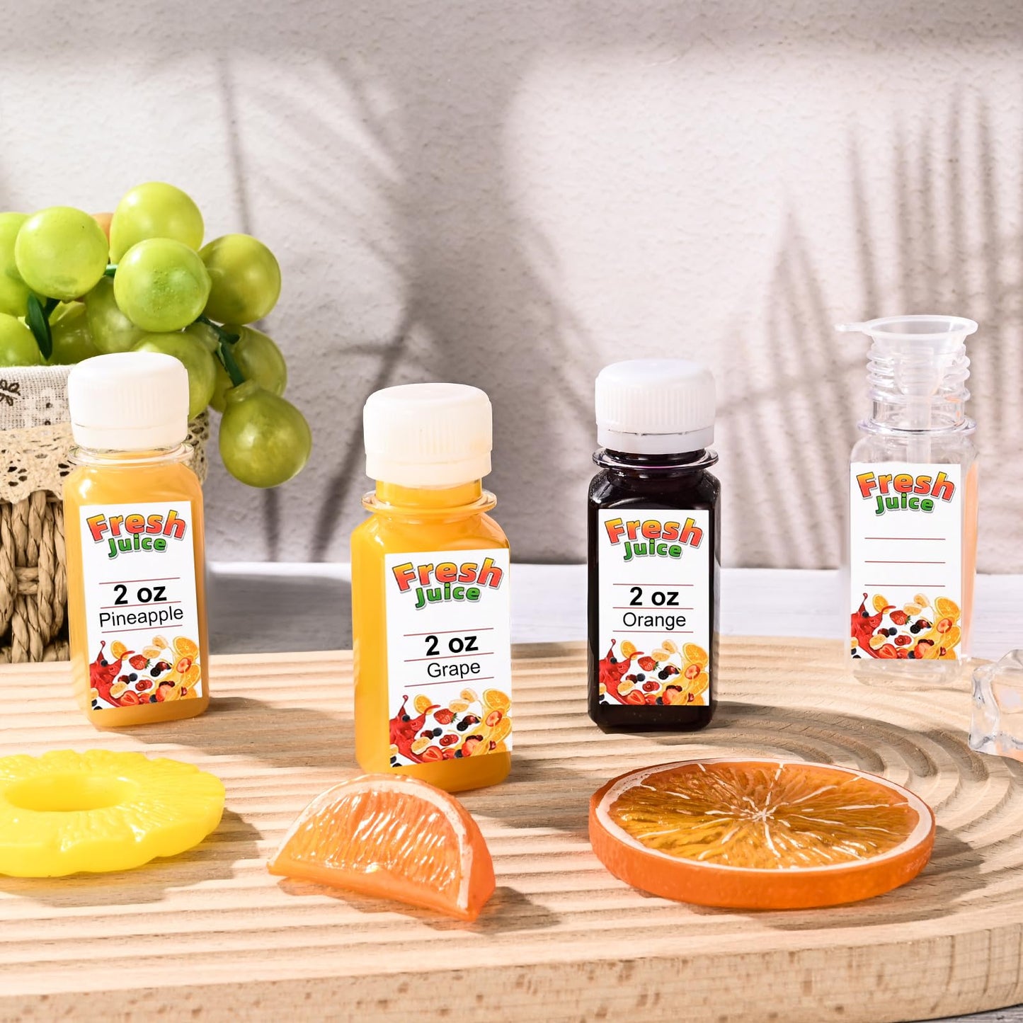 IWOLOMI 100 Pack 2 oz Small Plastic Shot Bottles with Caps Ginger Shots Bottles for Liquids, Reusable Clear Juice Containers with Scale, Funnels, Stickers for Ginger, Liquids, Beverages