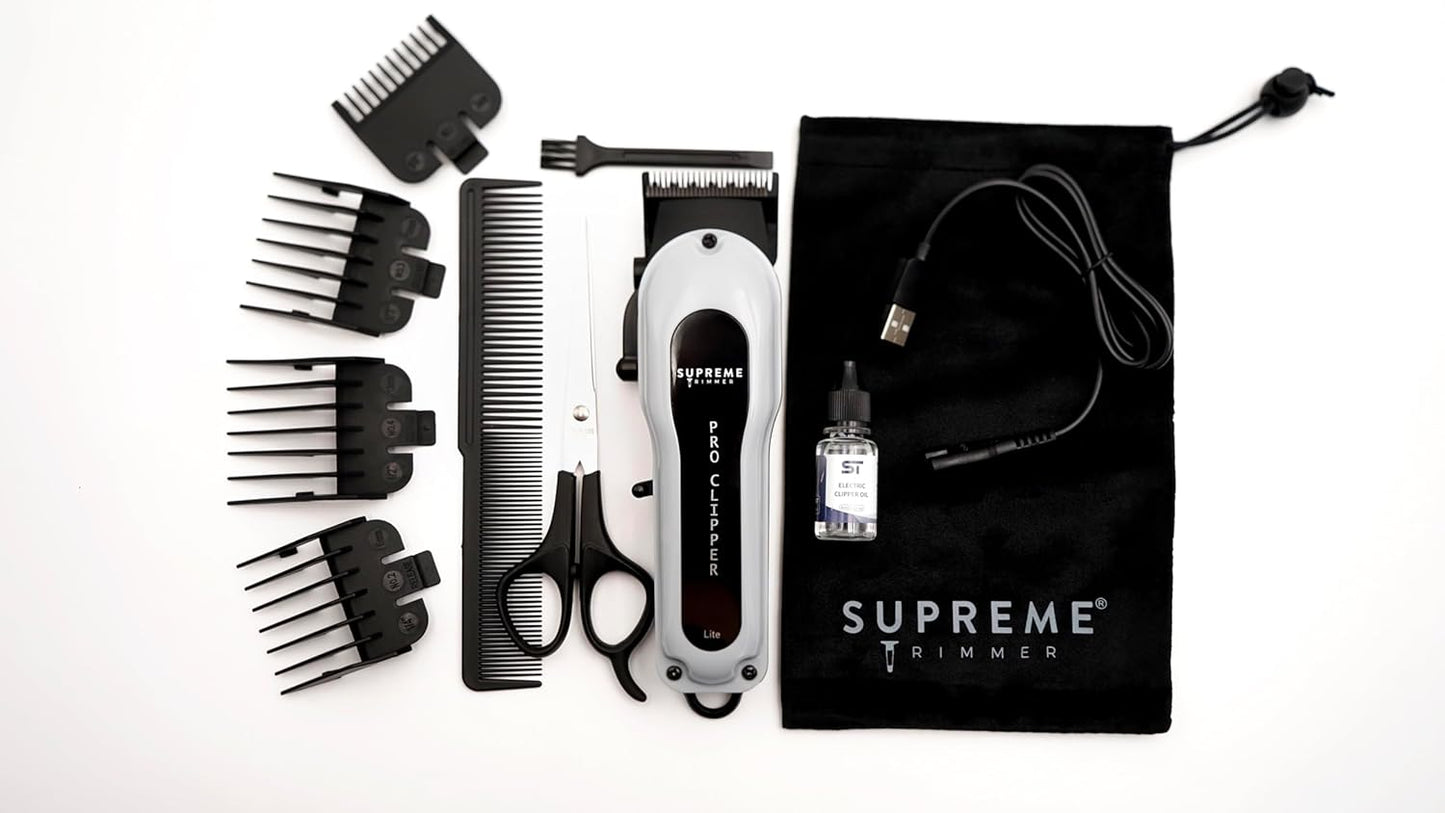 Professional Hair Clipper Set - Supreme Trimmer Pro | 210 Min Run Time, Fade Blade, Comb & Scissors Included