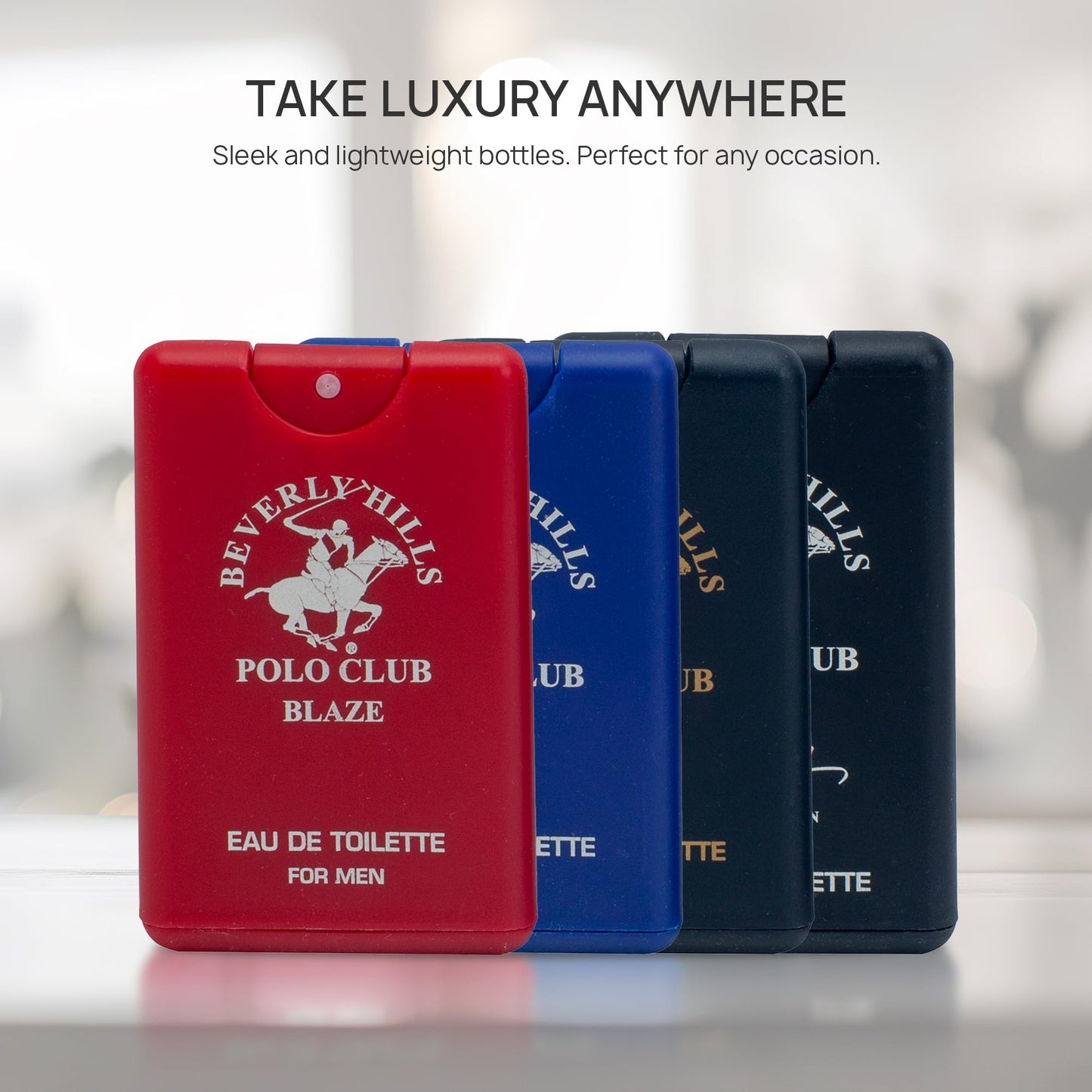 Beverly Hills Polo Club MENS 4PC 20ML POCKET SPRAY - ORIGINAL STRIPED - CONTAINS BLAZE/CLASSIC/BLUE/SEXY