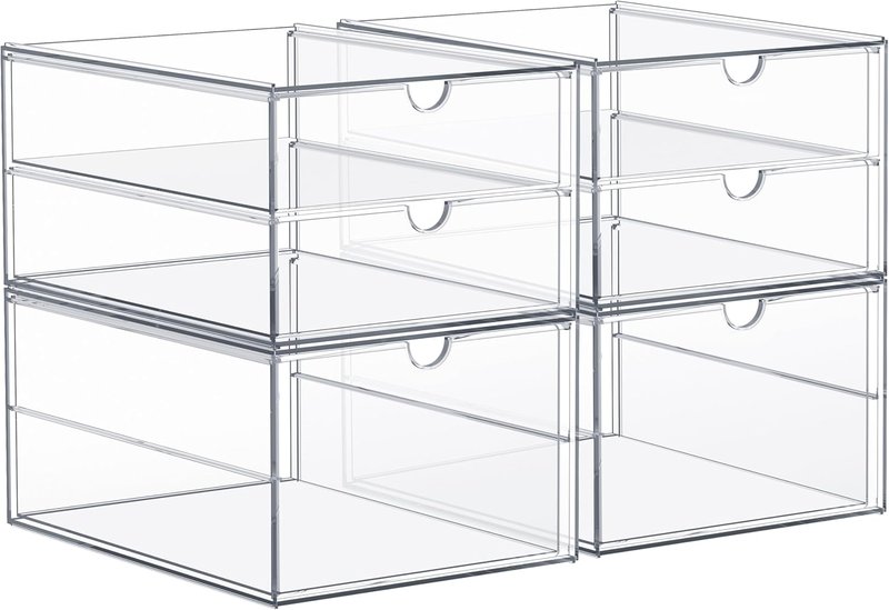 Acrylic Makeup Organizer With 6 Drawers - Stackable Storage Bins for Makeup, Office Supplies & Jewelry | Clear Design