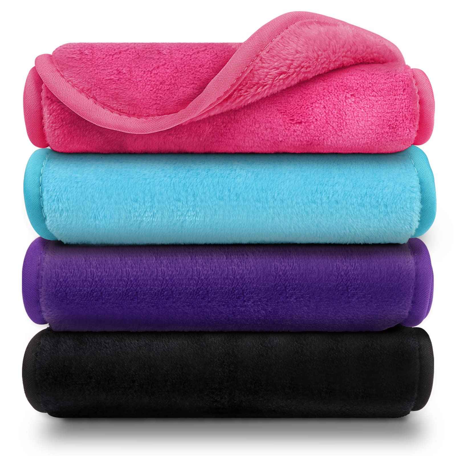 Orighty Reusable Microfiber Facial Cleansing Cloths, Pack of 4, Bundle with 5 x 5 in Makeup Remover Pads, 24 Pack