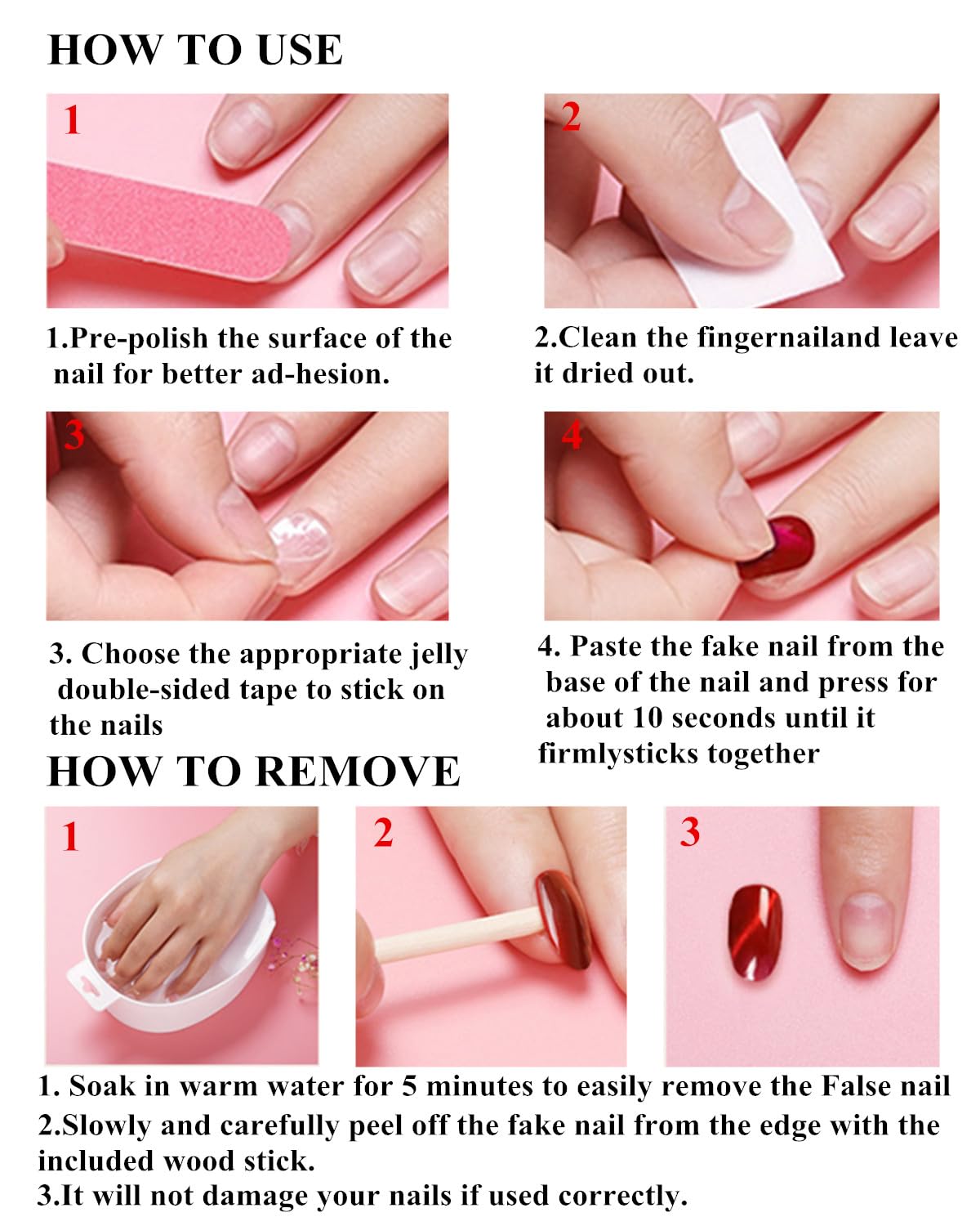 CAMILCY Handmade Nails Press on Long pointed tip Pink Hand Painted Reusable Gel UV Finished Pre Shaped False Nails for Women 10pcs 3D Glitzadora Handmade Nails (A087, L)