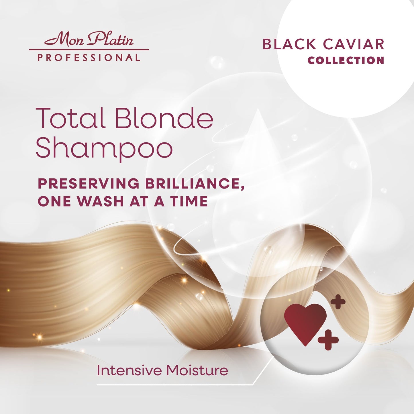 Mon Platin Professional Black Caviar Blonde Hair Shampoo - Intensive Moisturizing Shampoo for blonde, bleached, or Color Treated Hair - Special Antistatic Formula,SLS/Salt Free 500ML
