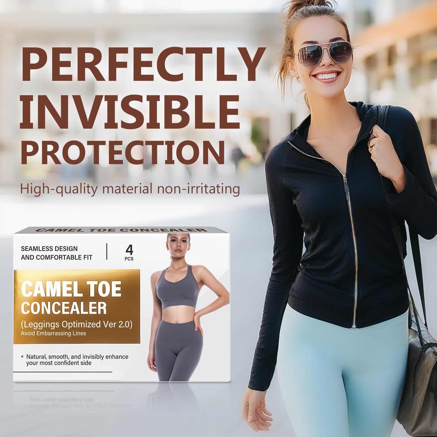 Camel Toe Concealer, 4 Pack Reusable Invisible Coverage for Activewear, Swimsuits & Tight Clothing - Seamless, Waterproof & Breathable Coverage to Hide Awkward Lines