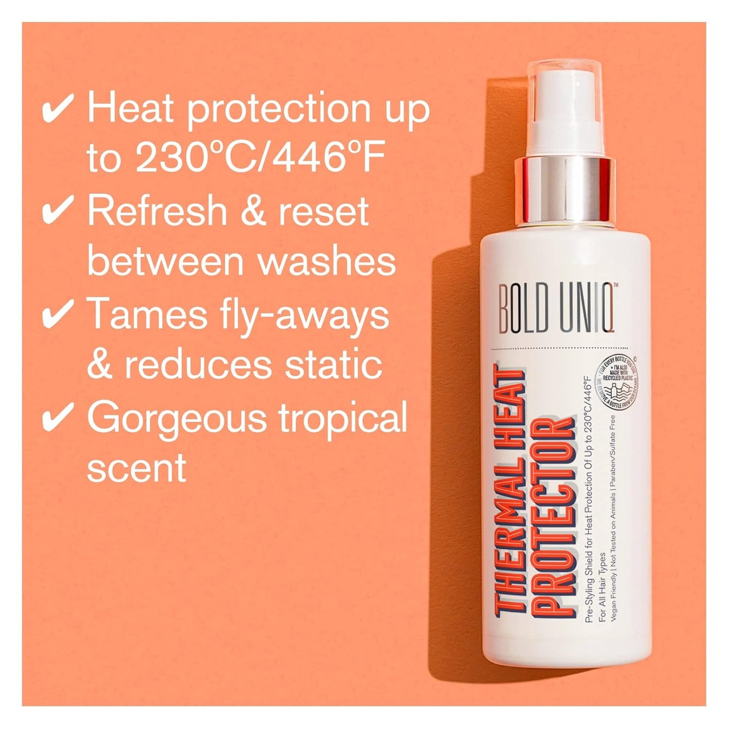 Heat Protectant Spray For Hair - Thermal Shield Up To 450ºF | Lightweight, Sulfate & Paraben Free - 5.9 Fl Oz